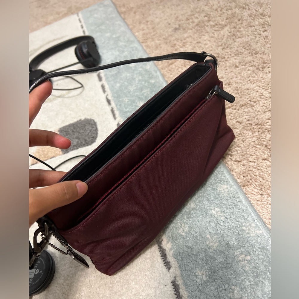 Coach rare maroon and black shoulder bag 9.5” by 5”